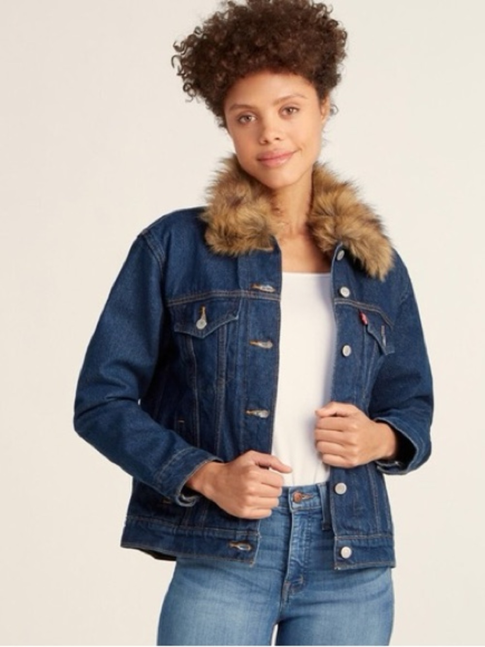 Levi's Ex-Boyfriend Trucker Jacket featuring a removable faux fur colar